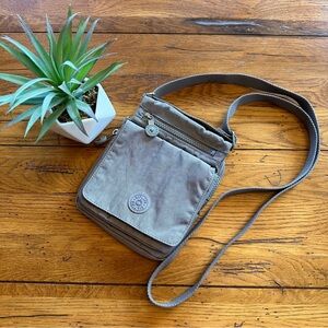 Kipling Eldorado Minibag Lightweight Crossbody Nylon Travel Bag Gray EUC